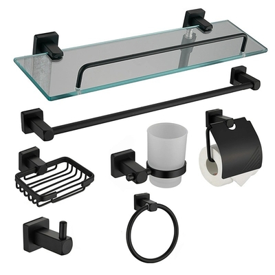 Accessori per bagno in acciaio inossidabile con installazione perforata e sette pezzi