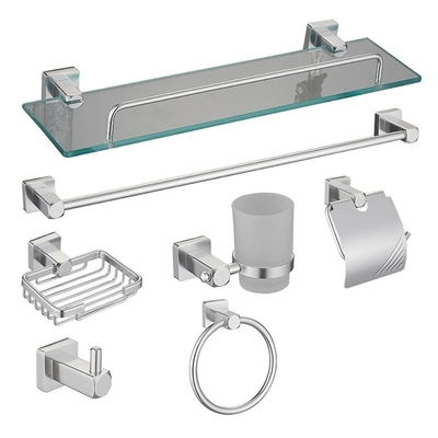 Accessori per bagno in acciaio inossidabile con installazione perforata e sette pezzi